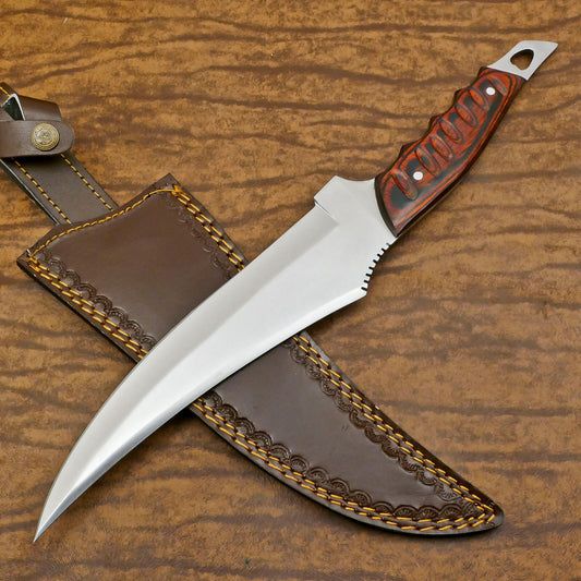 Elite Outdoor D2 Bowie Knife | 12-Inch Full Tang Blade with Pakka Wood Handle