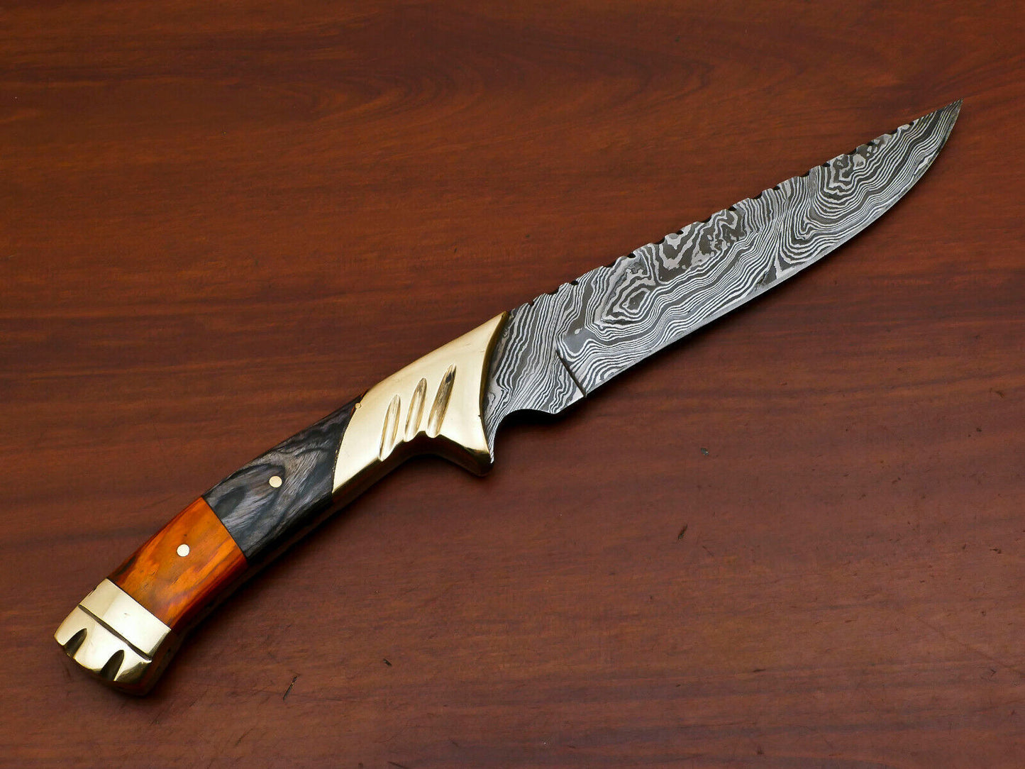 12 Inch Handmade Damascus Steel Bowie Knife with Pakka Wood Handle