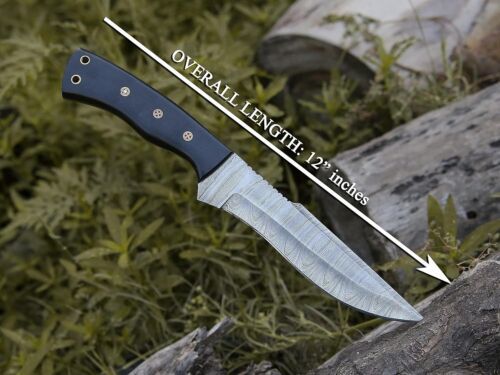 Heritage Forge Handmade Damascus Steel Bowie Knife with Micarta Handle and Sheath