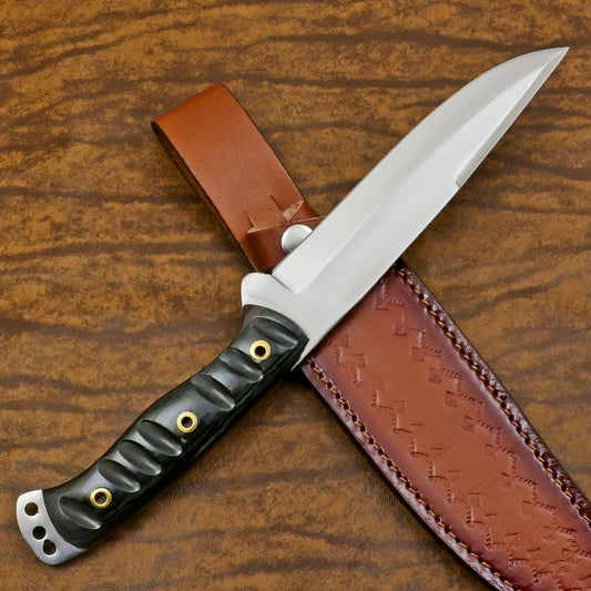 Handmade 12-Inch D2 Steel Full Tang Bowie Hunting Knife with Pakka Wood Handle