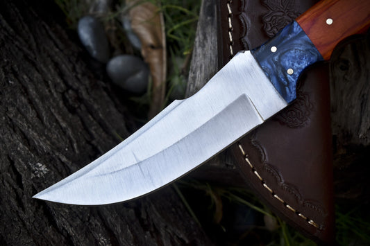 9" Hand Forged Skinner Knife – 440C Steel Blade, Hardwood Handle with Micarta Bolster, Hunting & Outdoor Knife