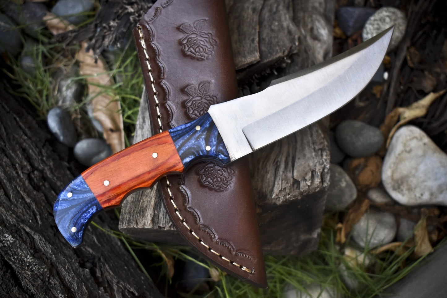 9" Hand Forged Skinner Knife – 440C Steel Blade, Hardwood Handle with Micarta Bolster, Hunting & Outdoor Knife