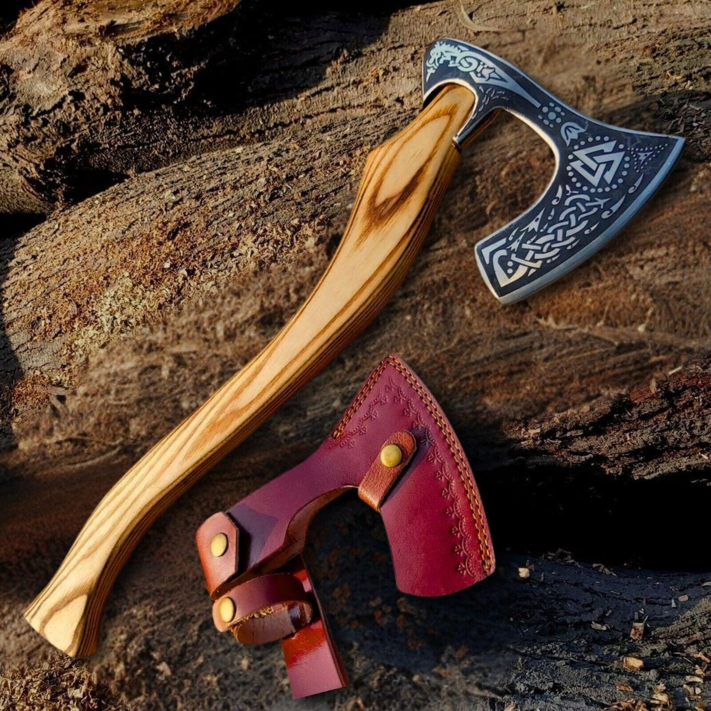 Custom Hand Forged Carbon Steel Viking Bearded Camping Hatchet Tomahawk Axe 21"