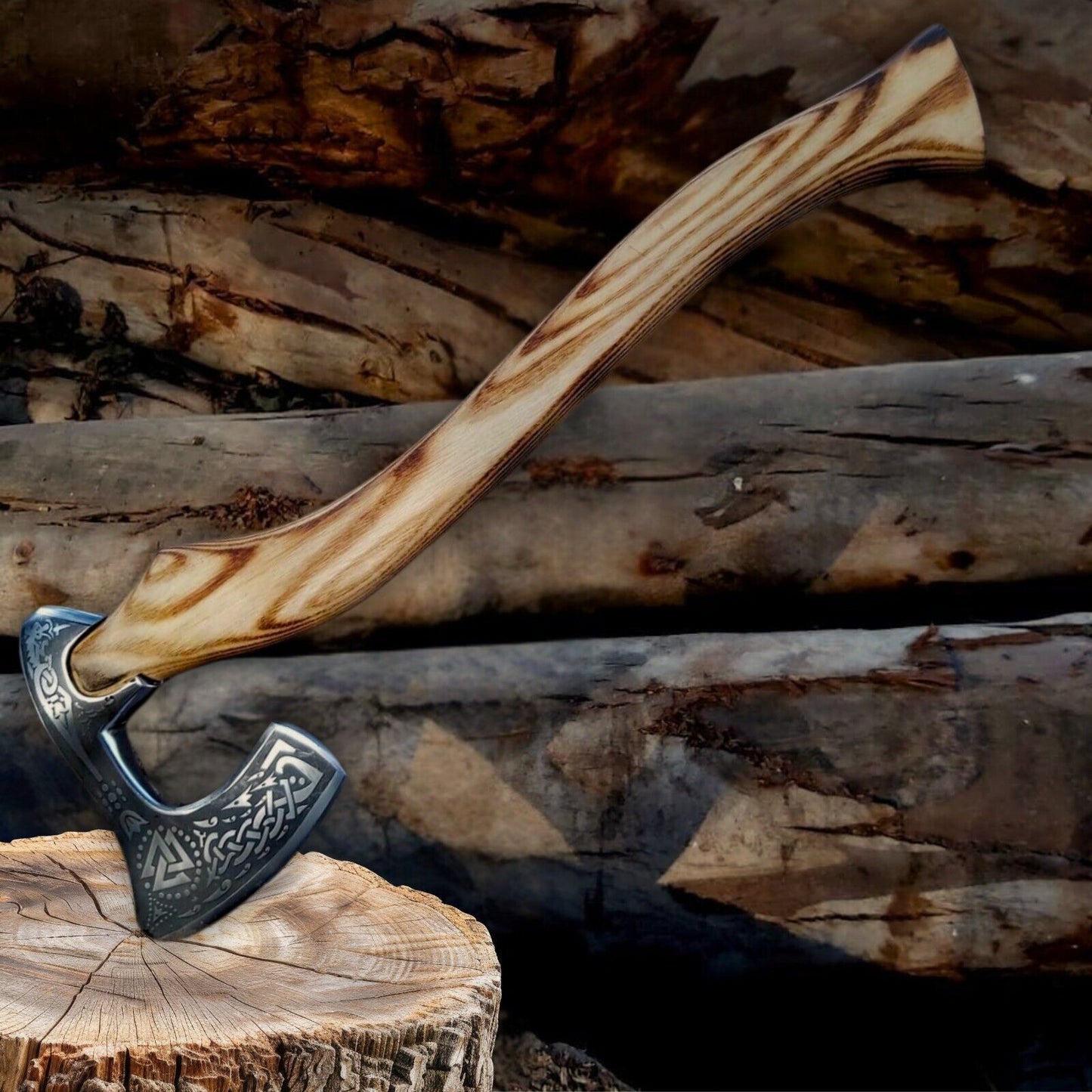 Custom Hand Forged Carbon Steel Viking Bearded Camping Hatchet Tomahawk Axe 21"