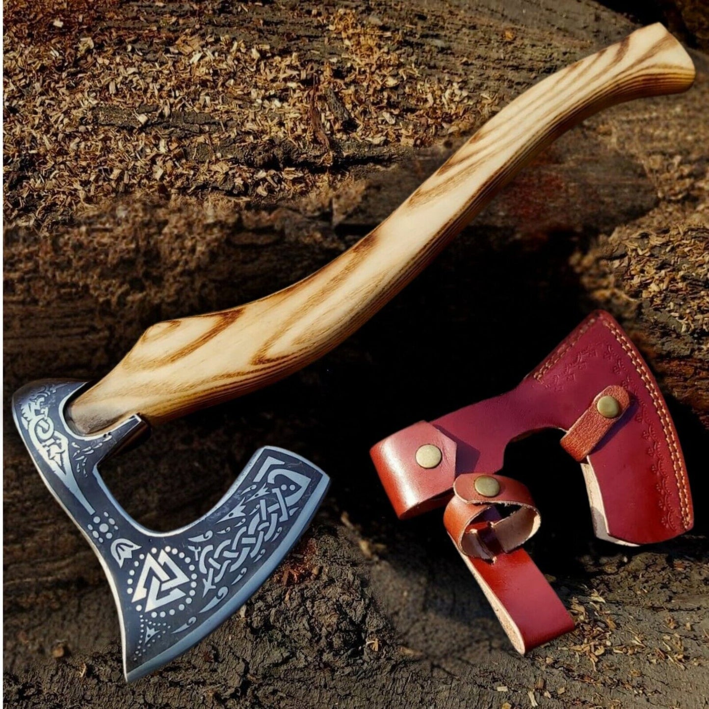 Custom Hand Forged Carbon Steel Viking Bearded Camping Hatchet Tomahawk Axe 21"