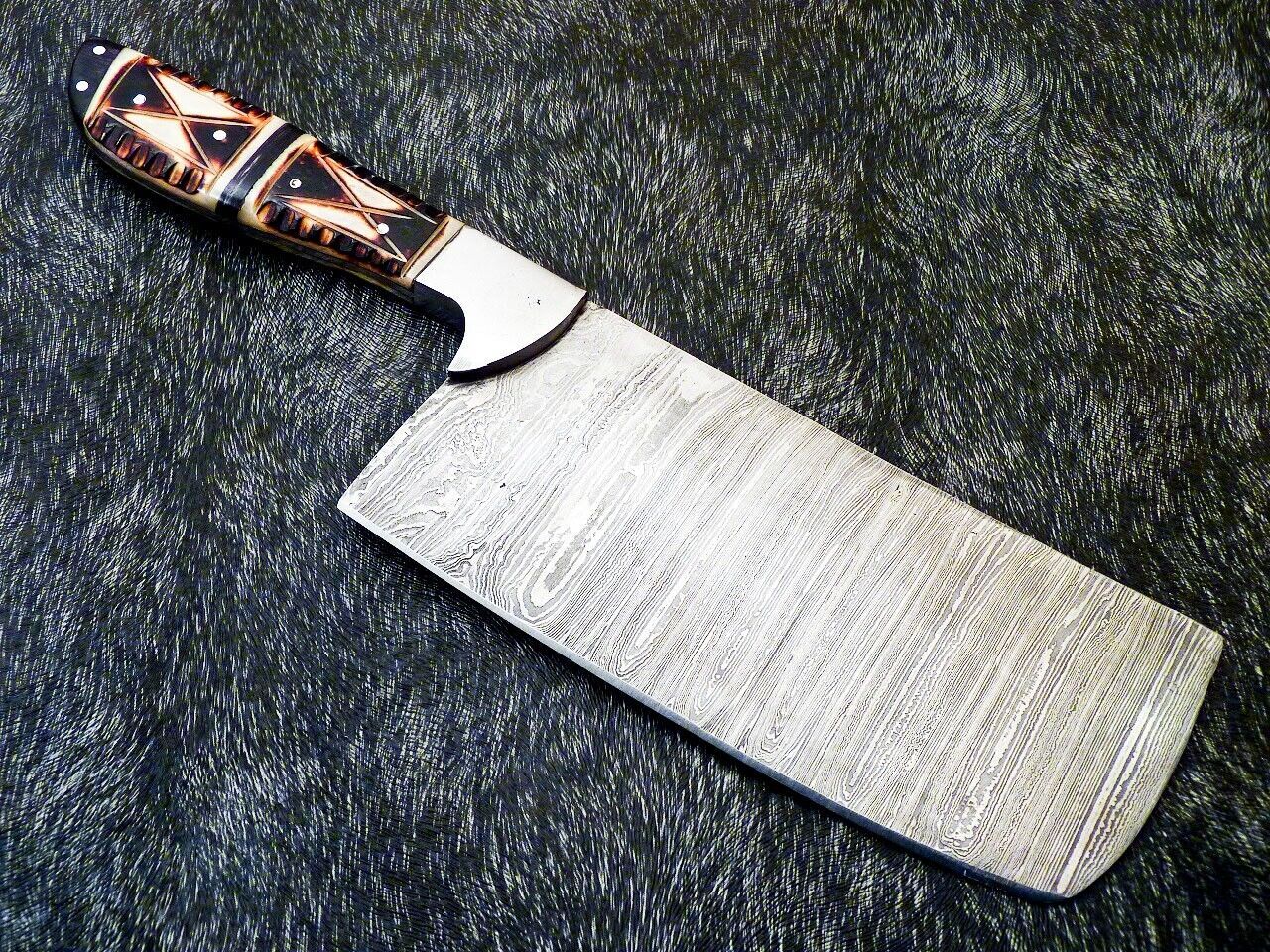 12" Professional Kitchen Chef Chopper Knife with Damascus Steel Blade & Camel Bone Handle
