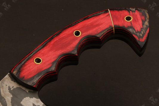 Heritage Forge 16 Inch Fire Damascus Steel Bowie Knife with Wood Handle with Brass for Hunting and Camping