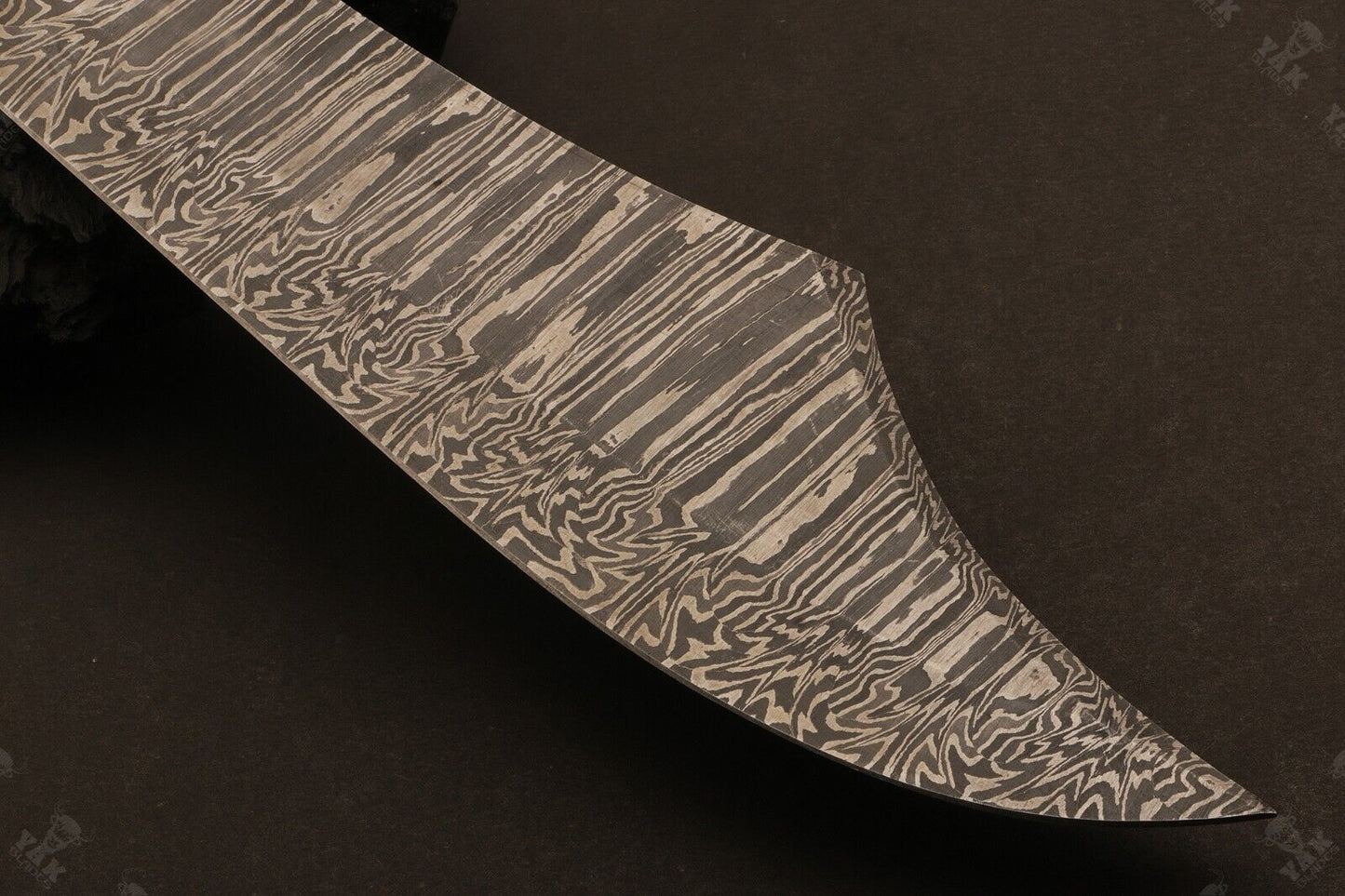 Heritage Forge 16 Inch Fire Damascus Steel Bowie Knife with Wood Handle with Brass for Hunting and Camping