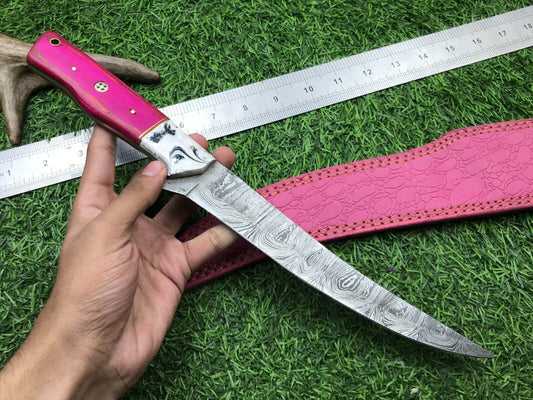 14" Premium Damascus Fillet Knife Damascus Steel Knife W/Sheath