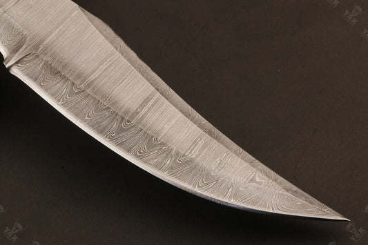 15.5 Inch Handmade Ladder Damascus Steel Bowie Knife with Wood Handle by Heritage Forge