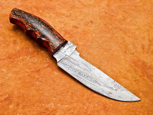 9” Handmade Damascus Bowie Knife – Hardwood Handle, Full Tang