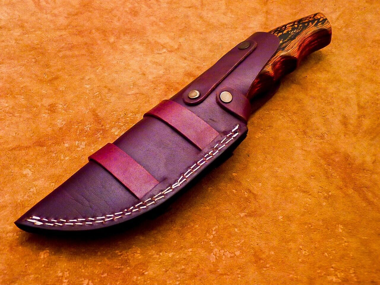 9” Handmade Damascus Bowie Knife – Hardwood Handle, Full Tang