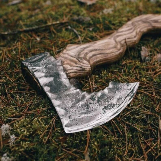 Handmade Carbon Steel Viking Axe for Hunting Camping and Outdoor Survival with Leather Sheath
