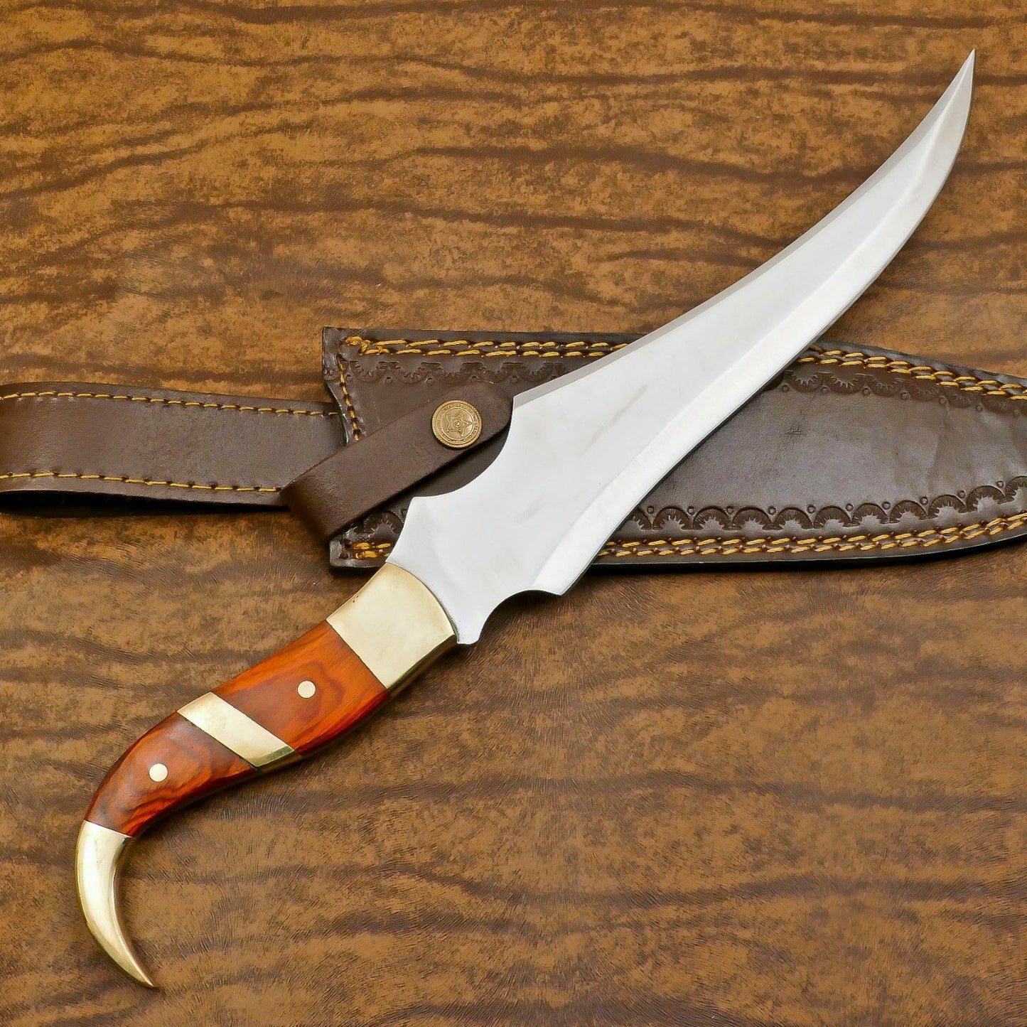 Handmade 12 Inch D2 Steel Full Tang Bowie Hunting Knife – Pakka Wood Handle