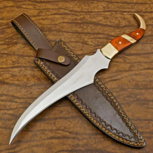 Handmade 12 Inch D2 Steel Full Tang Bowie Hunting Knife – Pakka Wood Handle