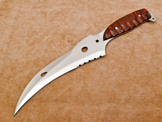 Custom Handmade 12-Inch D2 Drop Point Full Tang Bowie Hunting Knife with Sheath