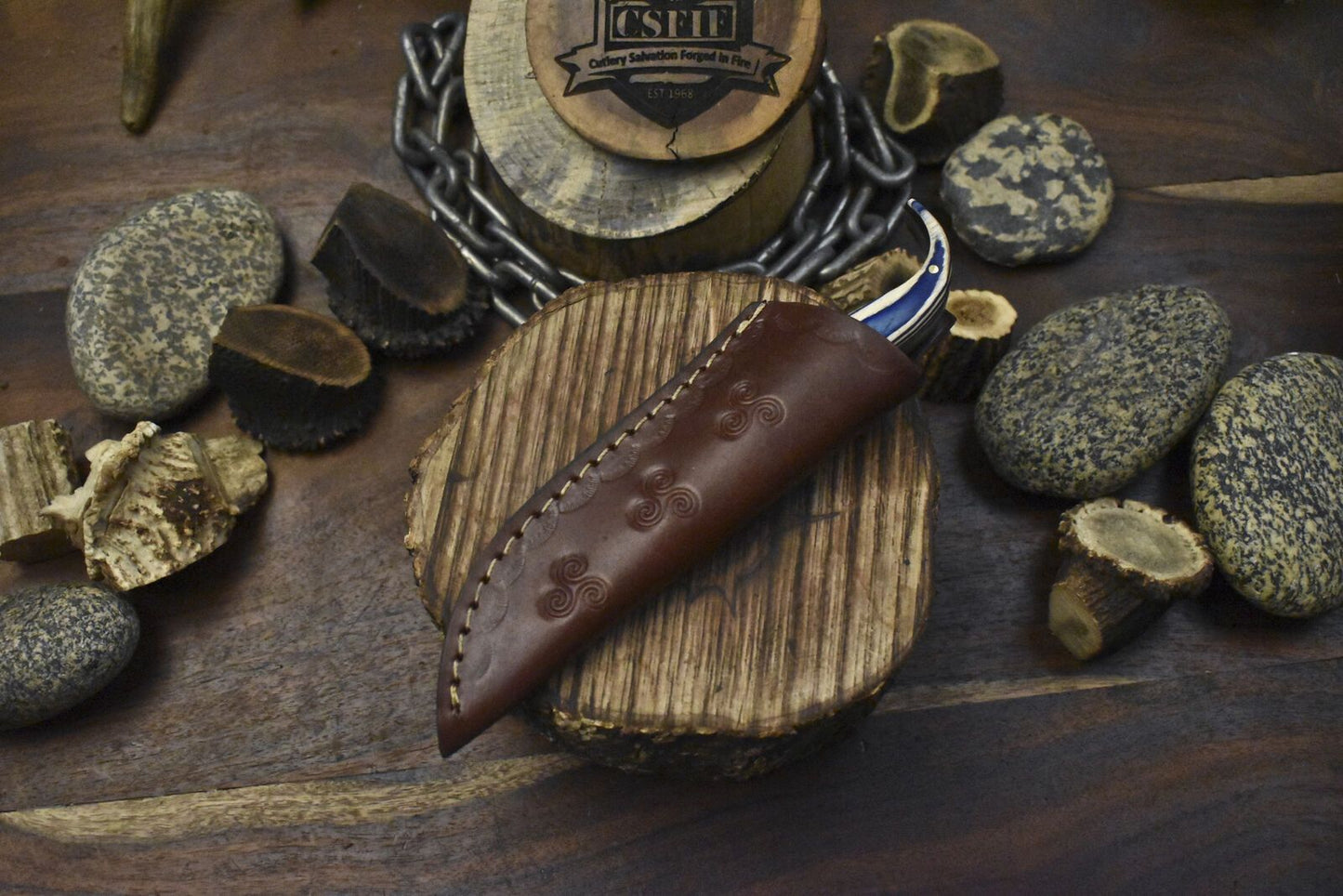 Handmade Twist Damascus Skinner Knife Hardwood Micarta Bolster EDC Blade