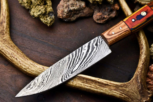 Handmade Damascus Steel Chef Knife – 11" Kitchen Full Tang Blade with Hardwood Handle