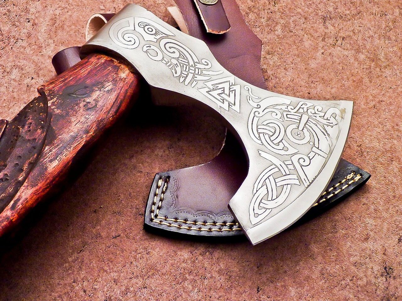 Handmade Carbon Steel Viking Axe – Bearded Camping Hatchet Tomahawk 20.5"
