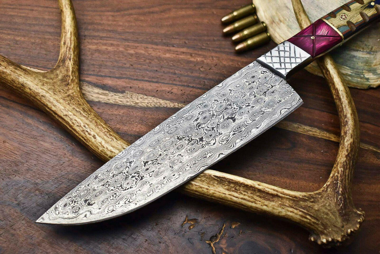 Handmade Damascus Steel Chef Kitchen Knife – Full Tang Sharp Blade