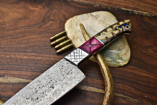 Handmade Damascus Steel Chef Kitchen Knife – Full Tang Sharp Blade