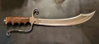 20" Handmade Custom D2 Steel Bowie Hunting Knife with Burl Wood Handle – Full Tang Fixed Blade