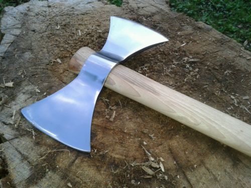 Hand-Forged Double-Bladed Viking Throwing Tomahawk with Hickory Handle