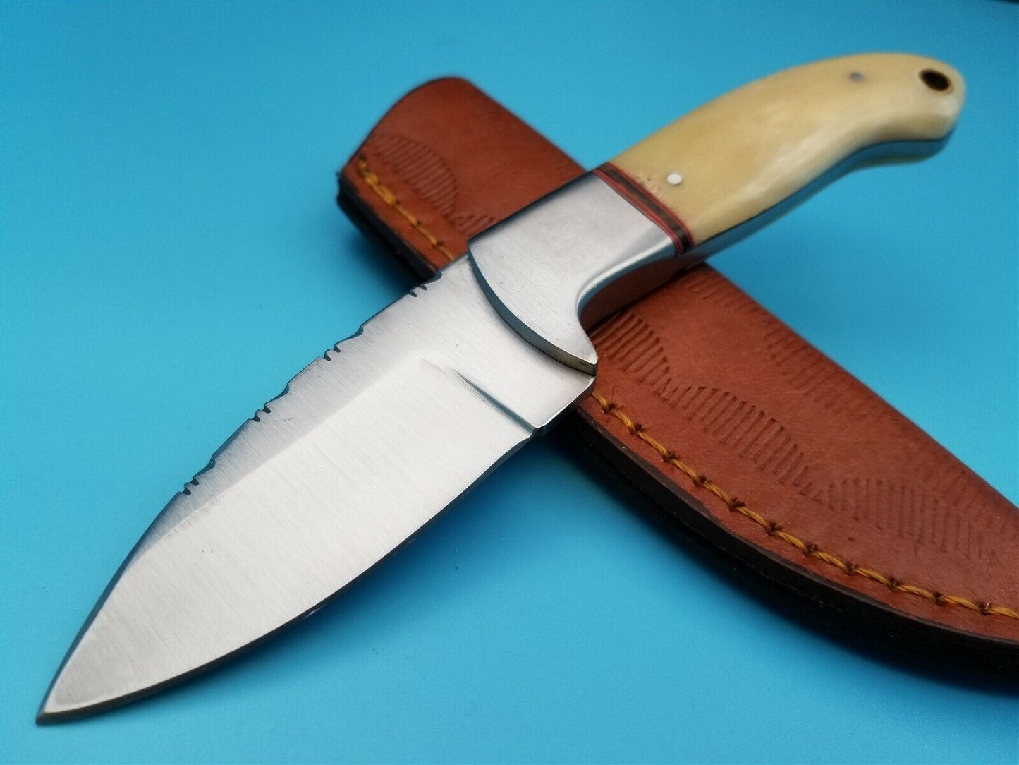 3" Skinner Knife – Stainless Steel Blade with Bone Handle & Leather Belt Sheath