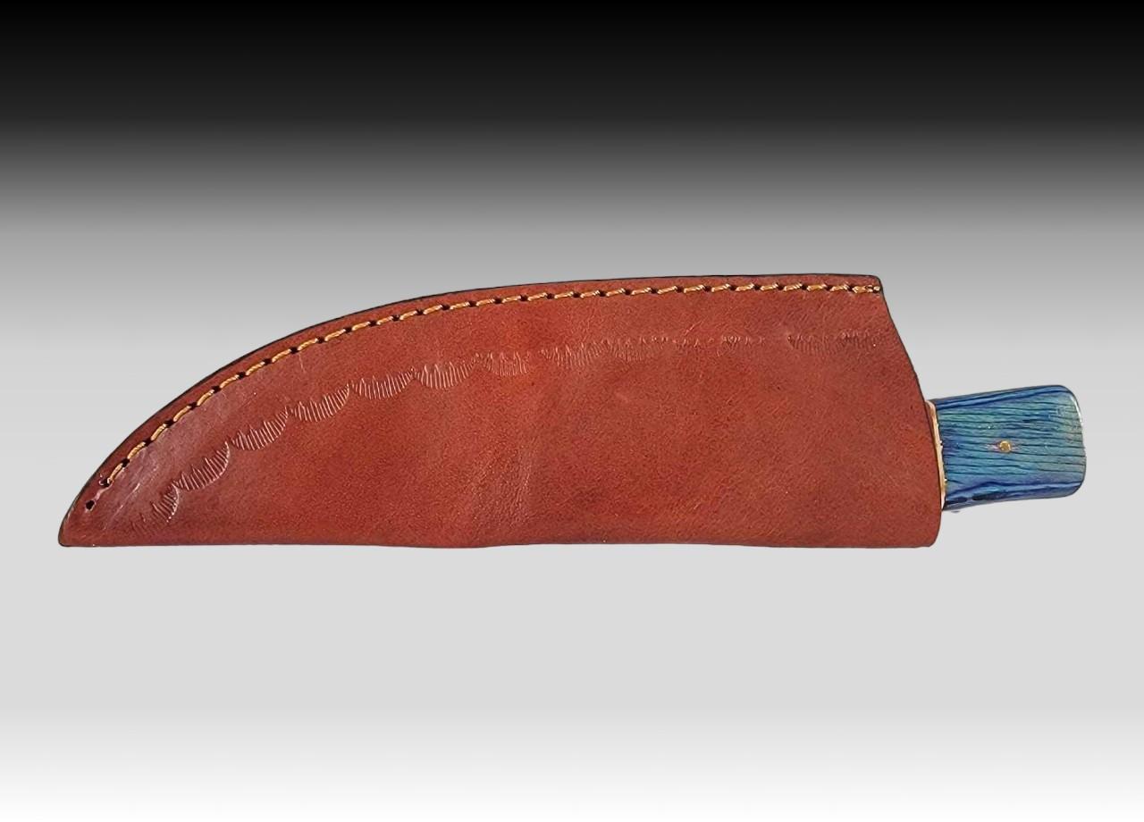 Heritage Forge Damascus Steel Bowie Knife Texas Flag Handle with Leather Sheath