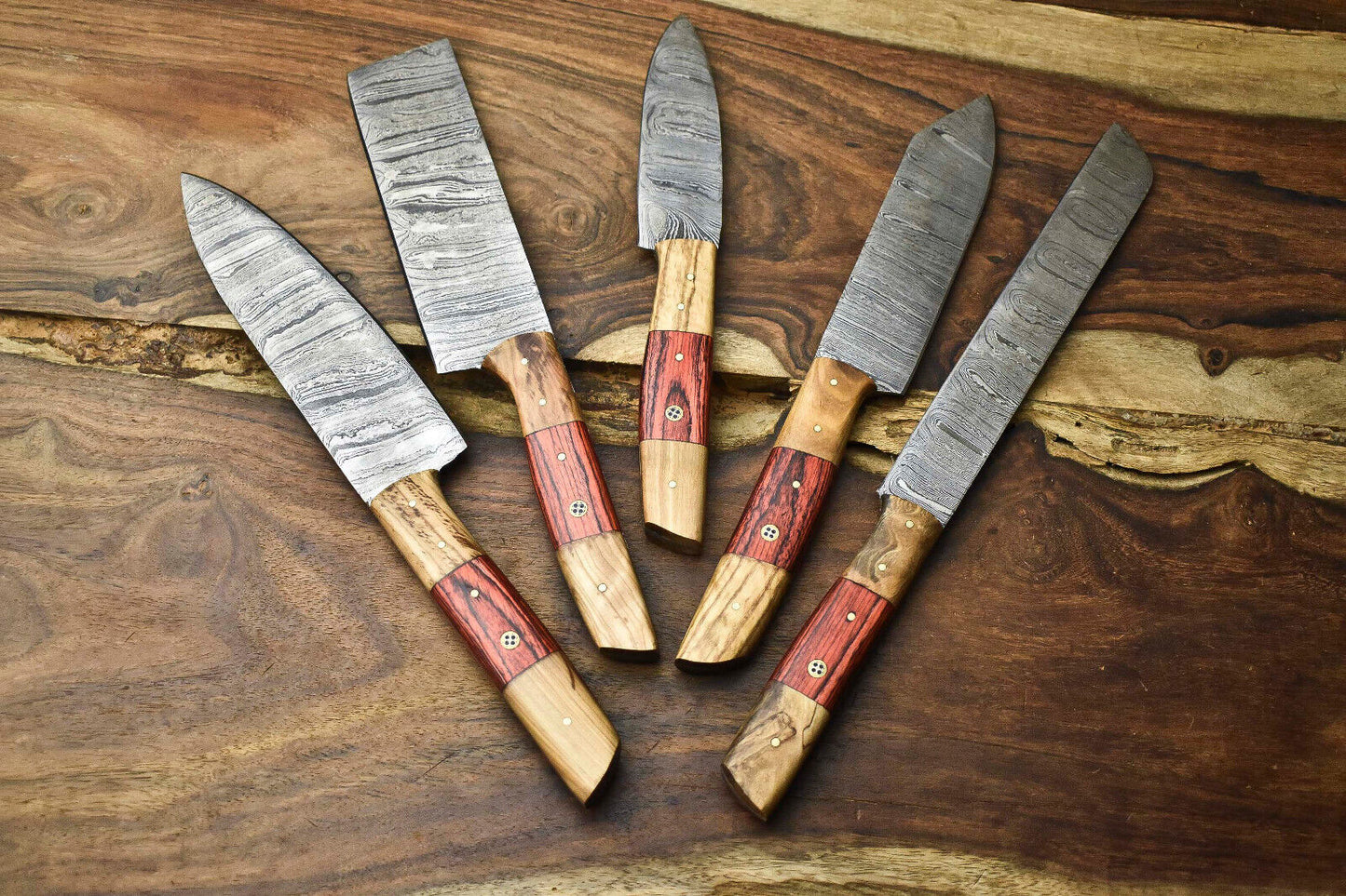 5-Piece Handmade Damascus Steel Chef Knife Set – Professional Kitchen Knives