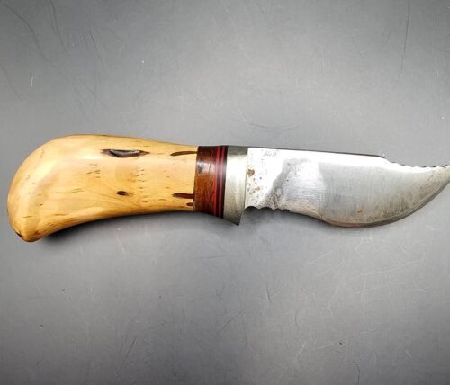 5.5" Vintage Wood Handle Skinner Knife with Leather Sheath