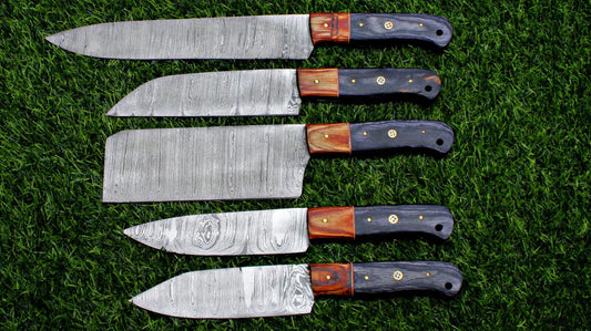 5Pcs Custom Handmade Chef Knife Set Damascus Steel Kitchen Knives