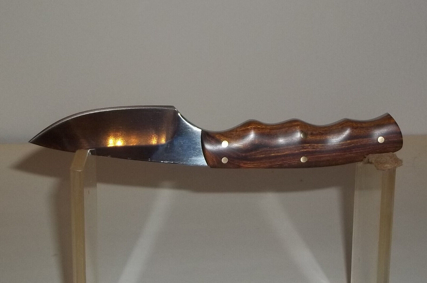 6.5" Skinner Caper Knife 9Cr14 Stainless Steel Blade Desert Ironwood Handle with Leather Sheath