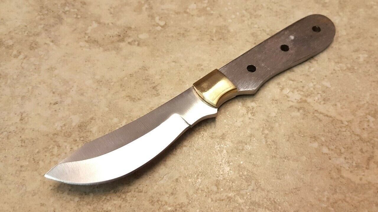 7.5" Fixed Blade Skinner Knife Blank 3.5" Stainless Steel Full Tang with Brass Guard