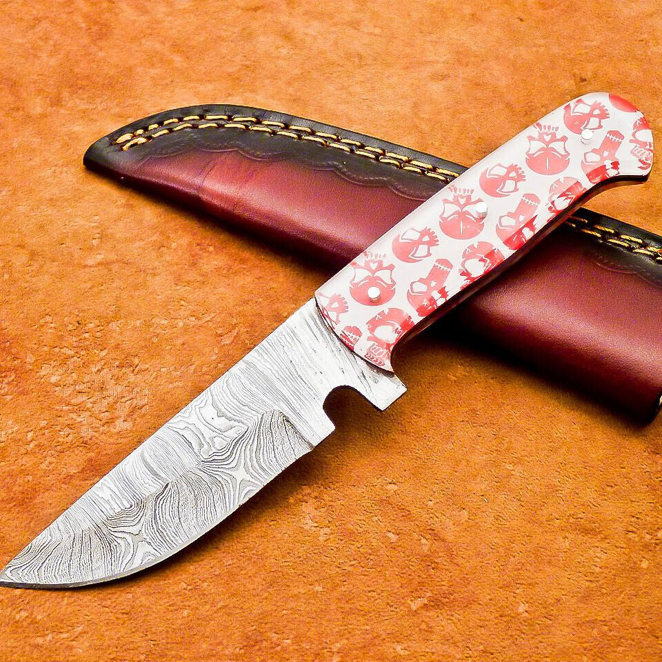 8" Handmade Damascus Steel Bowie Knife – Resin Handle & Hand Forged Blade