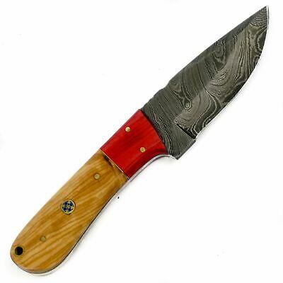 8 Inch High Carbon Damascus Steel Hunting Bowie Knife with Wood Handle