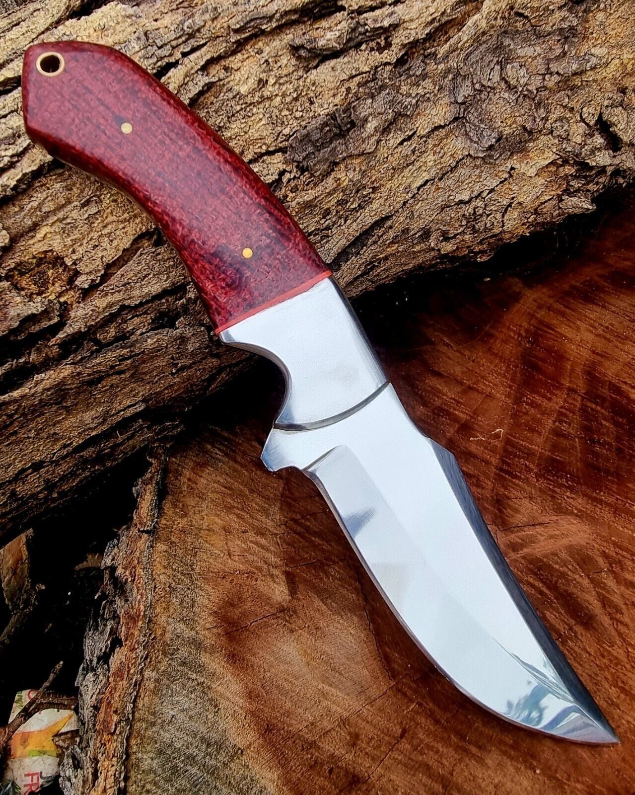 9.1" Custom Handmade Stainless Steel Skinner Knife with Polished Micarta Handle & Leather Sheath