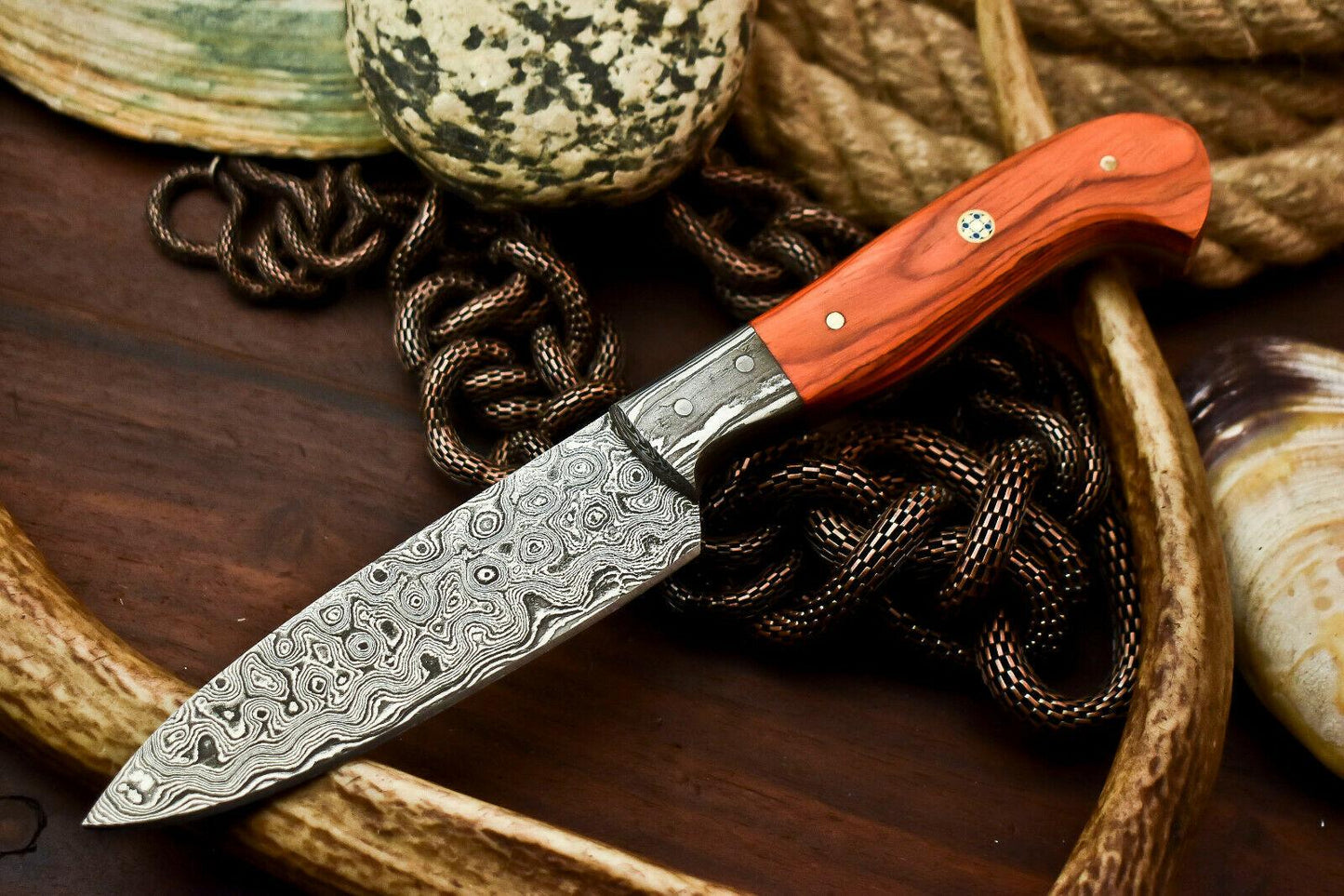 9.5" Handmade Damascus Steel Chef Kitchen Full Tang Knife | Hardwood Handle