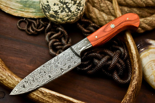 9.5" Handmade Damascus Steel Chef Kitchen Full Tang Knife | Hardwood Handle