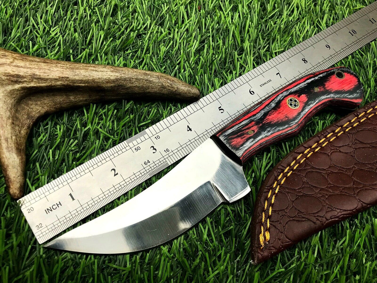 9" Handmade Stainless Steel Skinner Knife – Hunting & Survival Fixed Blade with Leather Sheath