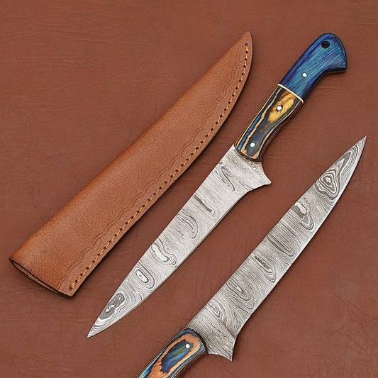 Artisan Handmade Damascus Steel Fillet Knife – Durable Pakka Wood Handle