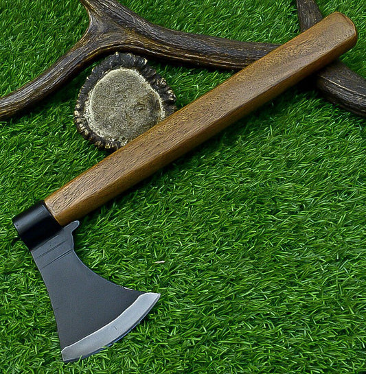 Authentic Viking Axe – Handcrafted J2 Steel Battle-Ready Hatchet Axe with Leather Sheath
