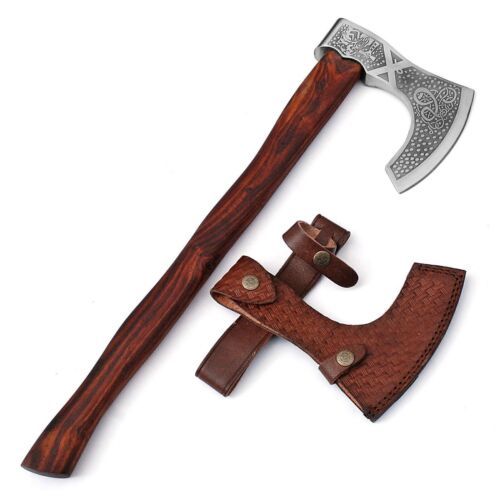 Call to Battle High Carbon Steel Viking Bearded Battle Axe With Leather Sheath