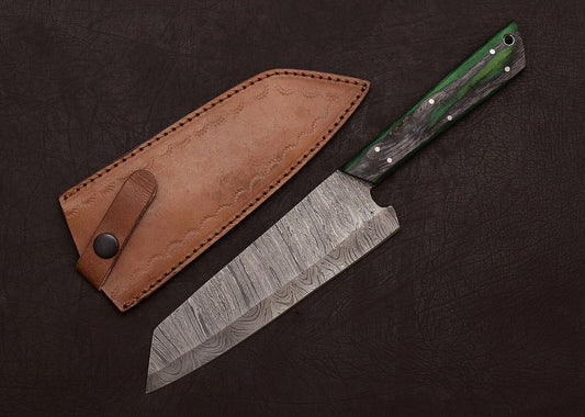 Custom Forged Damascus Steel Chef Knife 13" Full Tang | Pakka Wood Outdoor Blade