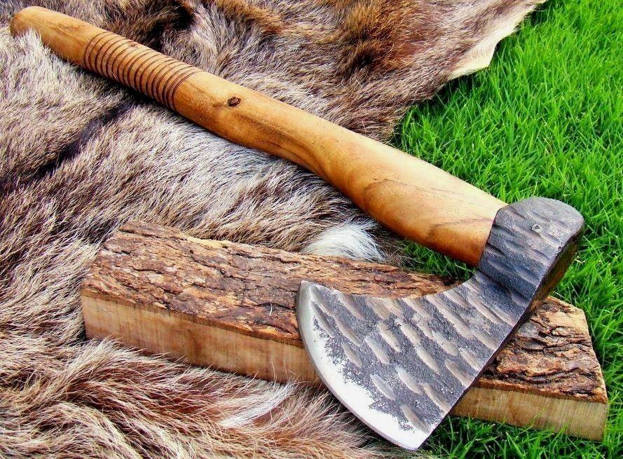 Custom Hand-Forged Viking Tomahawk | 1095 Carbon Steel Hunting Axe with Olive Wood Handle