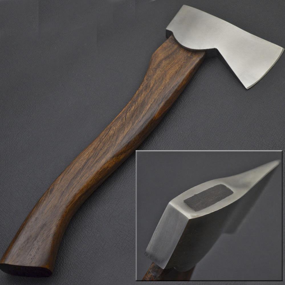 Custom Hand-Made Stainless Steel Viking Tomahawk Axe | Rosewood Handle with Leather Sheath