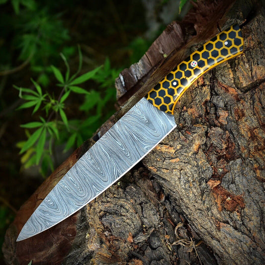 Custom Hand Forged Damascus Steel Chef Knife | Japanese Bunka Kitchen Knife Full Tang