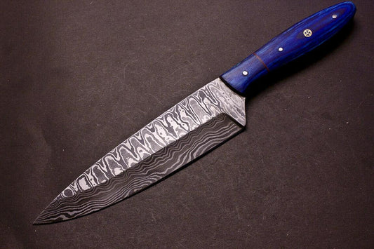 Custom Hand Forged Damascus Steel Chef Knife – Professional Kitchen Knife with Hardwood Handle