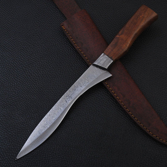 Custom Hand Forged Damascus Steel Hunting Camping Bowie Knife – Rosewood Handle 12.5"