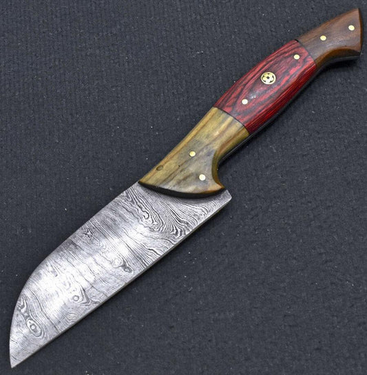 Custom Hand Forged Damascus Steel Professional Kitchen Chef Knife – Natural Wood Handle